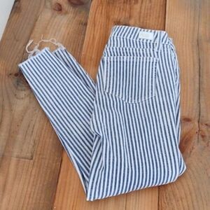 PAIGE Verdugo Crop Sky Blue Stripe Mid Rise Skinny Jeans Size 27